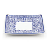 6.35" Square Ceramic Plate, White, Blue