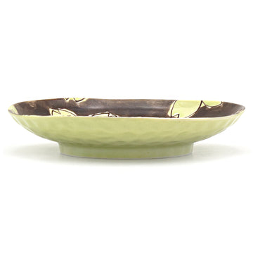 7.5" Ceramic Plate, Brown, Green — Floral Design