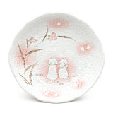 10.35" Ceramic Plate, White, Pink — Puppies Design