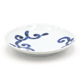Ceramic, Bamboo 10-Piece Soba Plate & Cup Set with Bamboo Mat, White, Blue — Arabesque Design