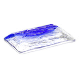 8.35" x 5.5" Rectangular Glass Plate, Blue, Clear