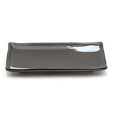 8.85" x 5" Rectangular Ceramic Sushi Plate, Black, Blue