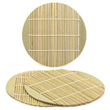 6.5" Round Bamboo 3-Piece Soba Mat Set with Bamboo Mat, Brown