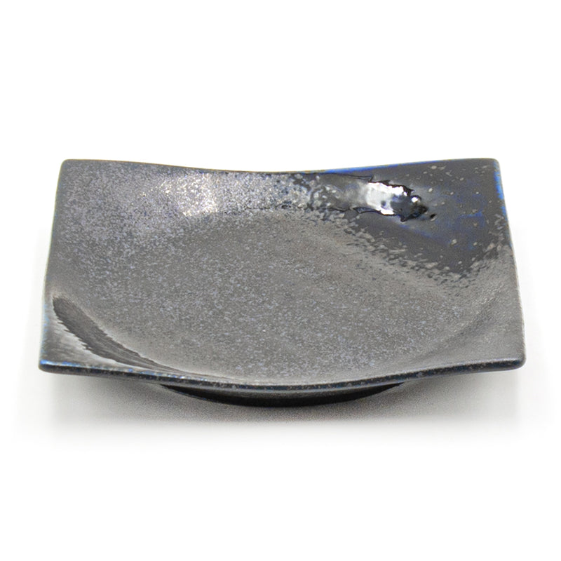 6¾ in Dark Brown & Blue Ceramic Square Plate — MS267-KR