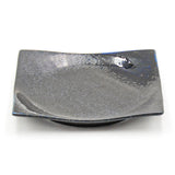 6.75" Square Ceramic Plate, Dark Brown, Blue
