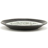 10.5" Ceramic Plate, Green, Black — Floral Design