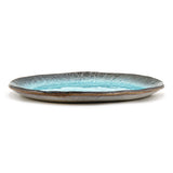8.5" x 7" Oval Ceramic Plate, Turquoise, Blue