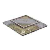 9.75" Square Ceramic Plate, Brown, Green, Gold