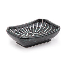 3.5" x 2.5" Rectangular Ceramic Plate, Green — Floral Design