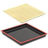 7.65" Square Lacquered Plastic Soba Plate, Black, Red, Yellow