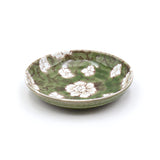5-1/2" Round Ceramic Plate, Green, White