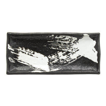11¼″ × 5″ Black & White Ceramic Sushi Plate