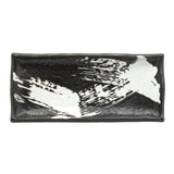 11.25" x 5" Rectangular Ceramic Sushi Plate, Black, White