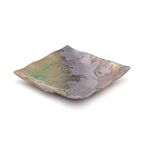6.25" Square Ceramic Plate, Green, Gold, Brown