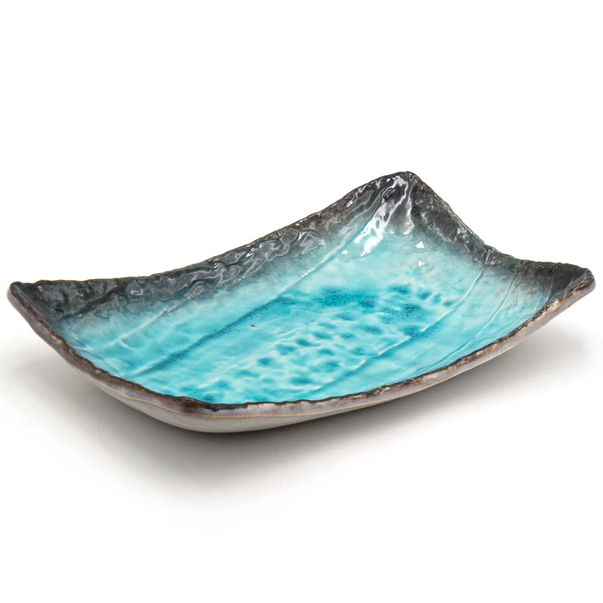 10.5" x 6.65" Rectangular Ceramic Plate, Turquoise