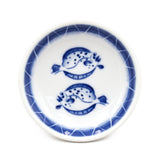 3.75" Ceramic Plate, White, Blue — Flatfish Design