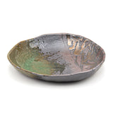 10.25" Triangular Ceramic Plate, Green, Gold, Brown