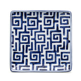 6.35" Square Ceramic Plate, White, Blue