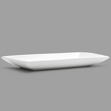 14" x 8.25" Rectangular Ceramic Plate, White