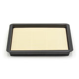 8" Square ABS Resin Soba Plate with Mat, Black, Yellow