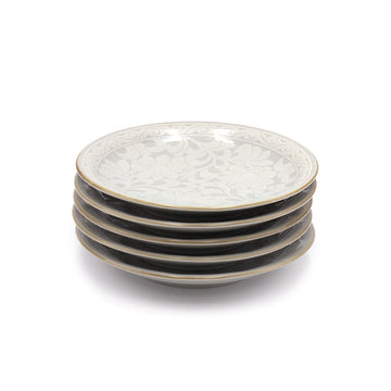 6-3/4" Round Ceramic 5-Piece Plate Set, Ivory