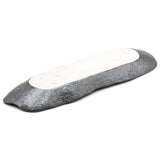 13.35" x 4" Rectangular Ceramic Sushi Plate, Silver, Gray