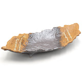 16" x 7" Leaf Ceramic Serving Platter, Black, Brown