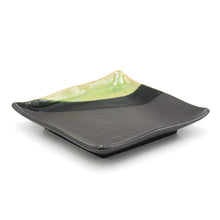 7″ Dark Brown & Green Ceramic Square Plate