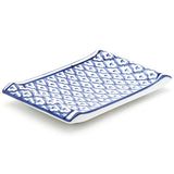 8.5" x 5.75" Rectangular Ceramic Plate, Blue, White