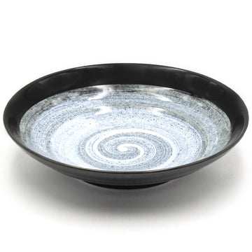 9" Ceramic Deep Plate, Black, White, Gray