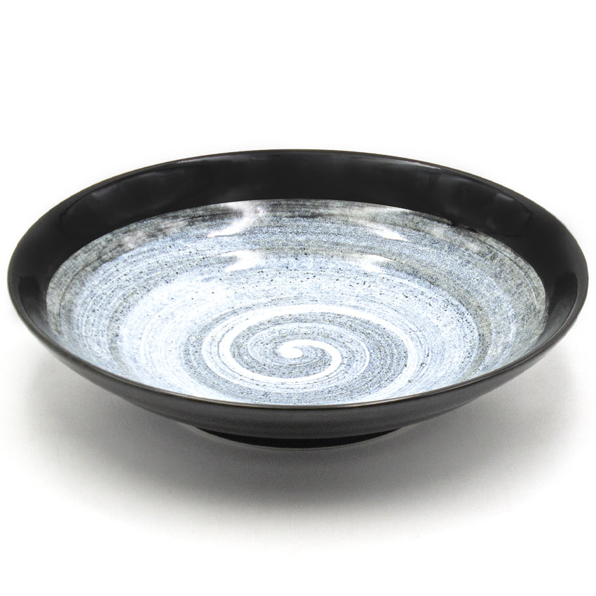 9" Ceramic Deep Plate, Black, White, Gray