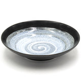9" Ceramic Deep Plate, Black, White, Gray