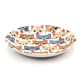 7.5" Round Ceramic Plate, Blue, Brown — Shiba Inu Design