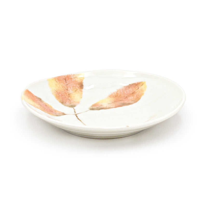 5-1/4" Round Ceramic Plate, White, Red