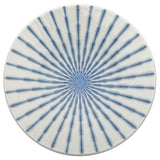12" Round Serving Platter, White — Blue Stripes Design