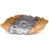 16" x 7" Leaf Ceramic Serving Platter, Black, Brown