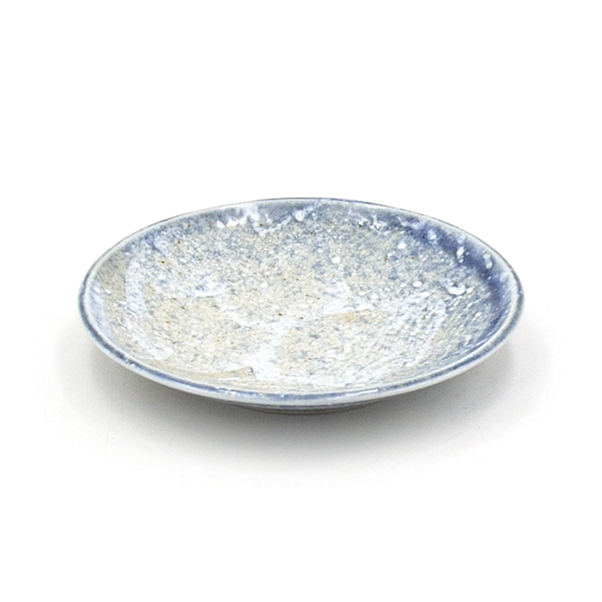 4.75" Ceramic Plate, Beige, Blue
