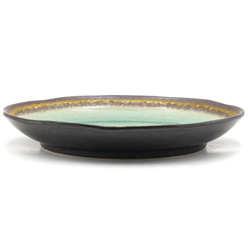 9.5" Round Ceramic Plate, Dark Brown, Emerald