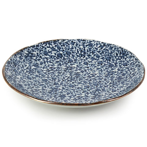 8-1/2" Round Plate, Blue — Vein Design