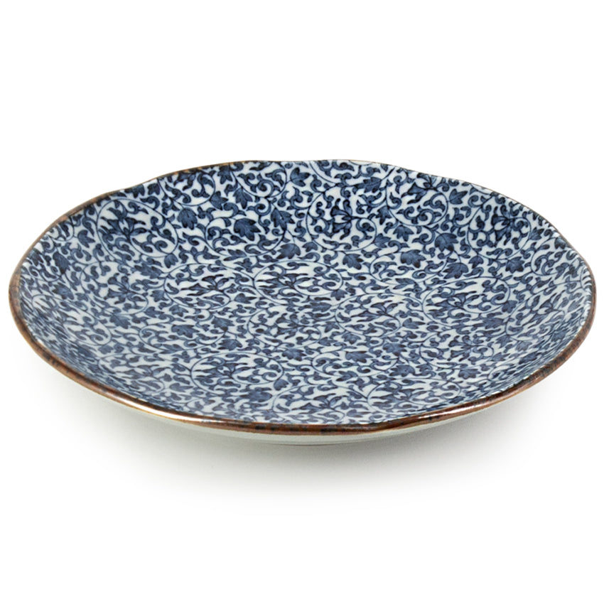 8-1/2" Round Plate, Blue — Vein Design