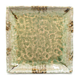 9.65" Square Ceramic Plate, Beige, Green — Oribe Design