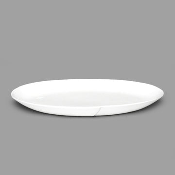8.5" x 3.5" Oval Porcelain Plate, White