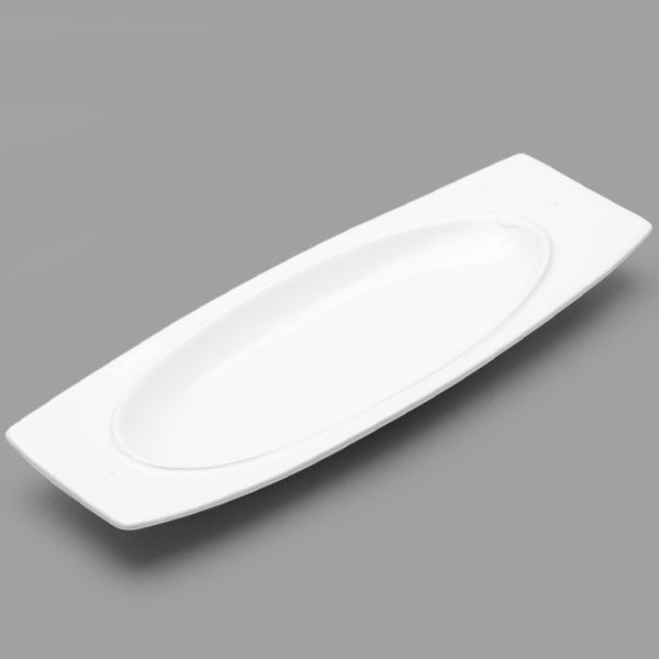 12" x 4.5" Rectangular Porcelain Plate, White