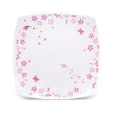 7.25" Square Melamine Plate, White, Pink — Floral Design