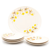 6-Piece Plate Set, White — Floral Design