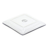 6.35" Square Ceramic Plate, White, Blue