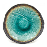 10.85" x 10.5" Irregular Ceramic Plate, Turquoise, Aqua