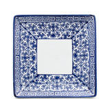 6.35" Square Ceramic Plate, White, Blue