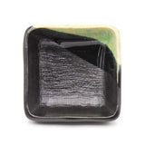3" Square Ceramic Plate, Dark Brown, Green