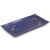 11" x 5" Rectangular Ceramic Plate, Navy — Dragonfly Design